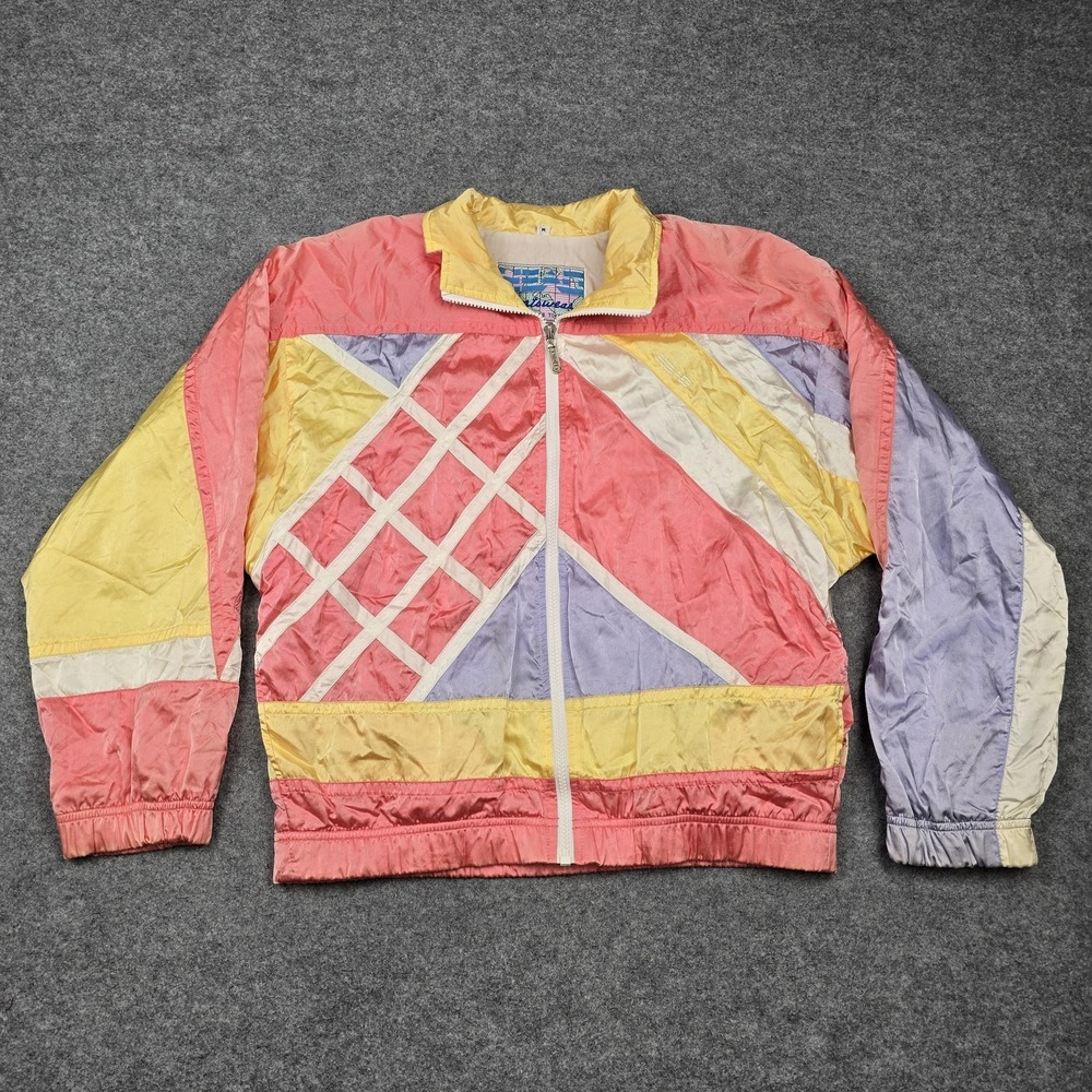 Vintage Head Sportswear Jacket Mens Medium Multicolor Windbreaker Full Zip 80s‎